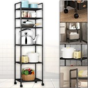 6-уровневый напольный стеллаж для хранения с роликами, тележка для кухни, ванной комнаты,TVT-02