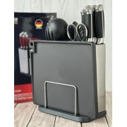 Набор кухонных ножей и принадлежностей Zep-Line ZP-047 на подставке (17 предметов) черный