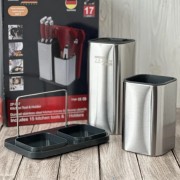 Набор кухонных ножей и принадлежностей Zep-Line ZP-047 на подставке (17 предметов) черный