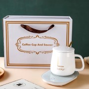 Чашка с подогревом на подставке чашка керамическая с ложкой 400мл Lucky White