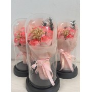 Букет роз из декоративного мыла в стеклянной колбе с подсветкой KR-03 Подарочный набор Розовый