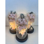 Букет роз из декоративного мыла с LED подсветкой в стеклянной колбе KR-03 Пудровый