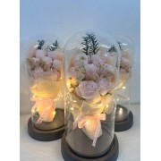 Букет роз из декоративного мыла с LED подсветкой в стеклянной колбе KR-03 Пудровый