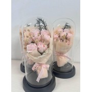 Букет роз из декоративного мыла с LED подсветкой в стеклянной колбе KR-03 Пудровый