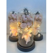 Букет роз из декоративного мыла с LED подсветкой в стеклянной колбе KR-03 Пудровый