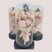 Букет роз из декоративного мыла с LED подсветкой в стеклянной колбе KR-03 Пудровый