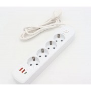 Удлинитель на 4 розетки +2USB,Type-c, 2м, Q603 Белый / Сетевой удлинитель / Переноска розетка / Сетевой фильтр