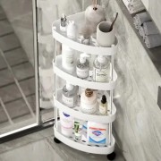 Напольный стеллаж для ванной на колесиках (85х28х22см), 4 яруса, Угловая полка в ванную RD-1819