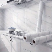 Самоклеящаяся пленка под мрамор для кухни 3м на 60см Белый мрамор Декоративная мраморная наклейка на мебель