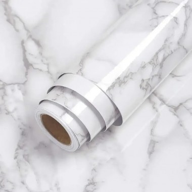 Самоклеящаяся пленка под мрамор для кухни  3м на 60см Белый мрамор Декоративная мраморная наклейка на мебель