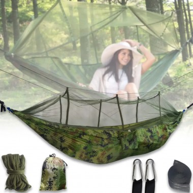 Гамак туристический 260х140 см с москитной сеткой и карманом GMSK-01 260х140см Пиксель Гамак туристический 260х140 см с москитной сеткой и карманом GMSK-01 260х140см Пиксель