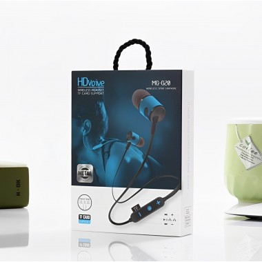 Наушники с Bluetooth/MicroCD (Магнитные, спортивные, мощные) MG-G20 Синий