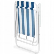 Стул складной туристический синий полосатый с подлокотниками кресло складное для кемпинга до 100 кг