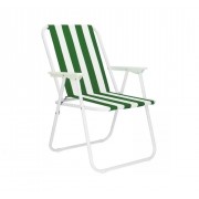 Стул складной туристический зеленый полосатый с подлокотниками до 100 кг
