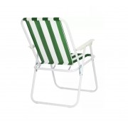 Стул складной туристический зеленый полосатый с подлокотниками до 100 кг