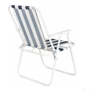 Портативный туристический стул со спинкой черный полосатый с подлокотниками до 100 кг