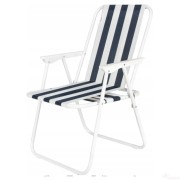 Портативный туристический стул со спинкой черный полосатый с подлокотниками до 100 кг