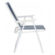 Портативный туристический стул со спинкой черный полосатый с подлокотниками до 100 кг