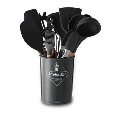 Силиконовый кухонный набор принадлежностей Kitchen stuff 12 предметов BLACK Силиконовый кухонный набор принадлежностей Kitchen stuff 12 предметов BLACK