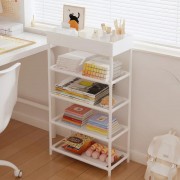 Напольная полка-этажерка для обуви с 5 полками SKLM-15 Белая 98х38х21 см