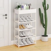 Напольная полка-этажерка для обуви с 5 полками SKLM-15 Белая 98х38х21 см