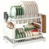 Двухуровневая сушилка для посуды из нержавеющей стали с поддоном Model 1 Белая Двухуровневая сушилка для посуды из нержавеющей стали с поддоном Model 1 Белая