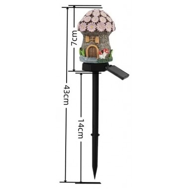 Садовый фонарь 43 см в грунт в виде гриба с солнечной панелью Сказочный домик
