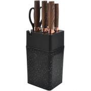 Набор кухонных ножей на подставке, 7 предметов, Коричневый / Набор приборов для кухни / Набор ножей