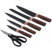 Набор кухонных ножей на подставке, 7 предметов, Коричневый / Набор приборов для кухни / Набор ножей