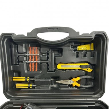 Компрессор автомобильный двухпоршневой + Инструменты, V-TEKK,12В., 30А, 300Вт, 60л/мин.