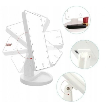 Настольное Зеркало с подсветкой Large 16LED Mirror для макияжа Белый Настольное Зеркало с подсветкой Large 16LED Mirror для макияжа Белый