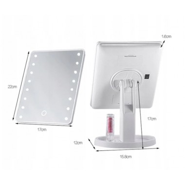 Настольное Зеркало с подсветкой Large 16LED Mirror для макияжа Белый Настольное Зеркало с подсветкой Large 16LED Mirror для макияжа Белый