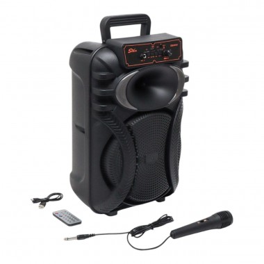 Портативная колонка ZQS10101 блютуз с 2 микрофонами караоке (1 проводной и 1 беспроводной ),45см