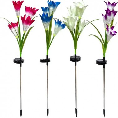 Садовый фонарь в упаковке 1 шт на солнечной батарее “Лилия” 74 см BS-037