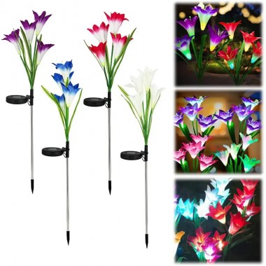 Садовый фонарь в упаковке 1 шт на солнечной батарее “Лилия” 74 см BS-037