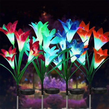 Садовый фонарь в упаковке 1 шт на солнечной батарее “Лилия” 74 см BS-037