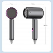 Фен для волос складной стайлер Air Blower LY-811, мощность 1800 Вт, 3 скорости, ионизация, серый