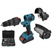 Набор инструментов 3в1 со сменными насадками на аккумуляторах Шуруповерт | Болгарка | Пила