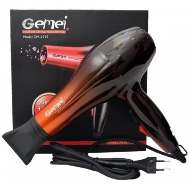 Профессиональный фен для волос Gemei GM-1719 2 скорости 3 режима нагрева холодный обдув 1800 Вт