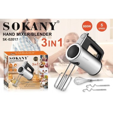 Миксер ручной электрический 3в1 SOKANY SK-02017, 800Вт