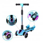 Детский трехколесный самокат с турбиной дымом и подсветкой GLANBER BT Самокат с музыкальной колонкой Голубой