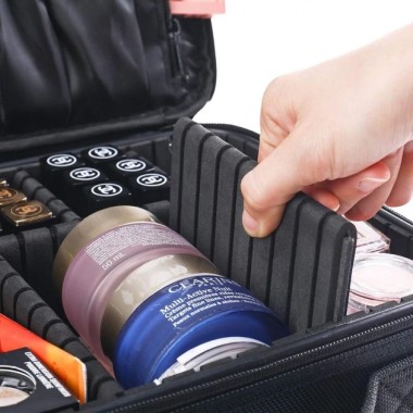 Косметичка органайзер со съёмными перегородками дорожный портативный бьюти кейс с ручкой MA-454