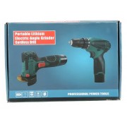 Набор инструмента 2 в 1 на аккумуляторе 12В с шуруповертом и боргаркой AT-AG7501-2 В коробке