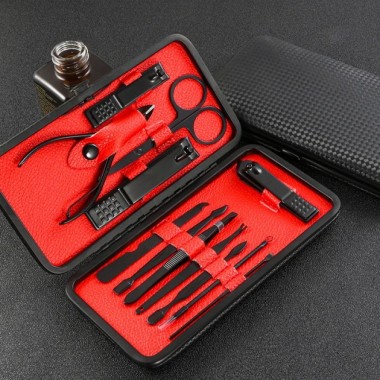 Маникюрный набор из 12 предметов в чехле Красный Набор инструментов для маникюра и педикюра