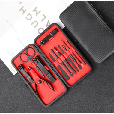 Маникюрный набор из 12 предметов в чехле Красный Набор инструментов для маникюра и педикюра