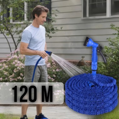 Шланг садовый 120 м для полива с распылителем 7 режимов работы V-HOSE PRO Синий