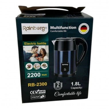 Чайник электрический Синий Rainberg RB-2300 из нержавеющей стали 2200 Вт 1,8л Чайник электрический Синий Rainberg RB-2300 из нержавеющей стали 2200 Вт 1,8л