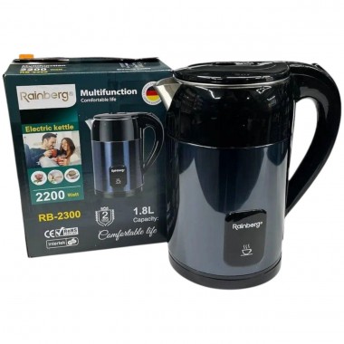 Чайник электрический Синий Rainberg RB-2300 из нержавеющей стали 2200 Вт 1,8л Чайник электрический Синий Rainberg RB-2300 из нержавеющей стали 2200 Вт 1,8л