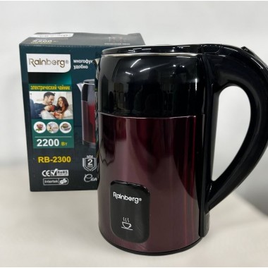 Электрический чайник Rainberg, 2200Вт, 1.8л, мощный чайник из нержавеющей стали RB-2300 красный