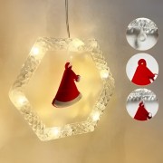 Гирлянда штора 10 нитей Шестиугольники с фигурами и шарики от USB SF-50 Теплый свет